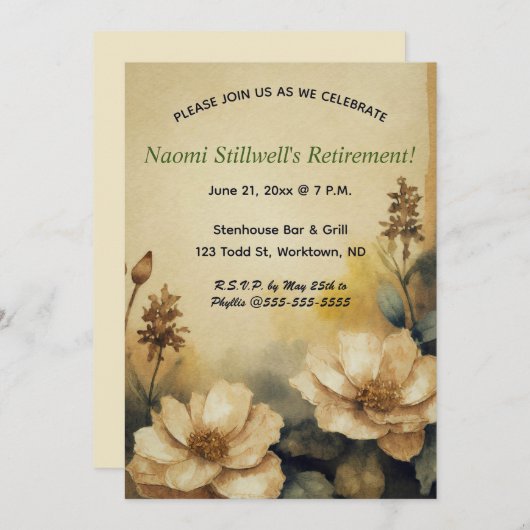 Bewerkbare Rozen op perkament Kaart (Voorkant / Achterkant)