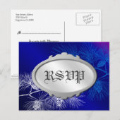 Bewerkbare RSVP Holiday Blue White Pine Briefkaart (Voorkant / Achterkant)