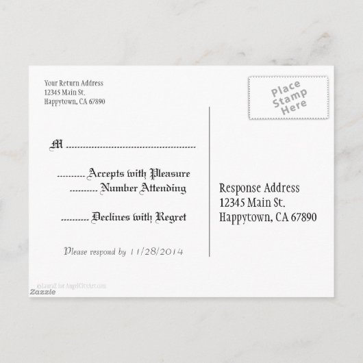 Bewerkbare RSVP Holiday Blue White Pine Briefkaart (Achterkant)