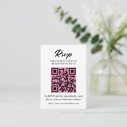 Bewerkbare RSVP-kaart met QR-code, uitnodigingsinz Informatiekaartje (Staand voorkant)