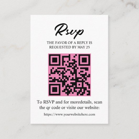 Bewerkbare RSVP-kaart met QR-code, uitnodigingsinz Informatiekaartje (Voorkant)