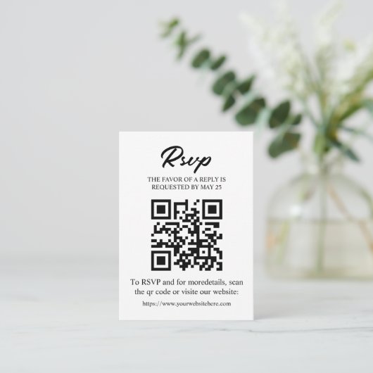 Bewerkbare RSVP-kaart met QR-code, Uitnodigingstoe Informatiekaartje (Staand voorkant)