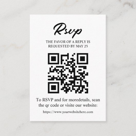 Bewerkbare RSVP-kaart met QR-code, Uitnodigingstoe Informatiekaartje (Voorkant)