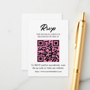 Bewerkbare RSVP-kaart met QR-code, Uitnodigingstoe Informatiekaartje