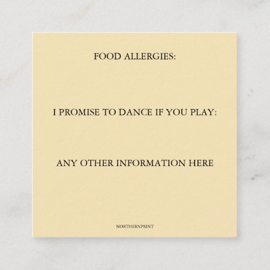 Bewerkbare RSVP met eenvoudige klasse Informatiekaartje (Achterkant)