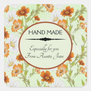 Bewerkbare Rust bloemenvierkante labels