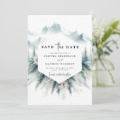 Bewerkbare rustieke berg bruiloft save the date (Staand voorkant)