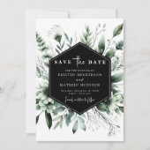 Bewerkbare rustieke bloemen Sage Green Wedding Save The Date (Voorkant)
