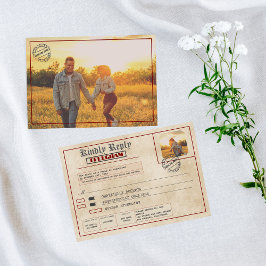Bewerkbare Rustieke Foto's Voor- en Achterkant RSVP Kaartje