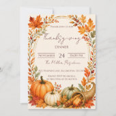 Bewerkbare Rustieke Herfst Thanksgiving Diner Uitn Kaart (Voorkant)