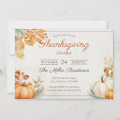 Bewerkbare Rustieke Herfst Thanksgiving Diner Uitn Kaart (Voorkant)