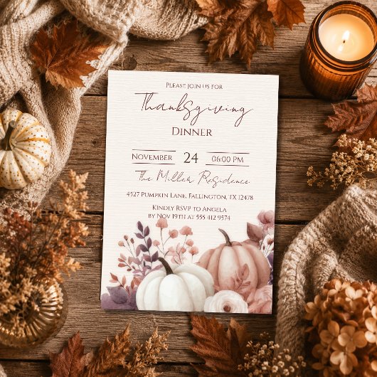 Bewerkbare Rustieke Herfst Thanksgiving Diner Uitn Kaart