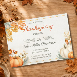 Bewerkbare Rustieke Herfst Thanksgiving Diner Uitn Kaart