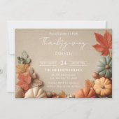 Bewerkbare Rustieke Herfst Thanksgiving Diner Uitn Kaart (Voorkant)