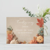 Bewerkbare Rustieke Herfst Thanksgiving Diner Uitn Kaart (Staand voorkant)
