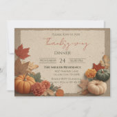 Bewerkbare Rustieke Herfst Thanksgiving Diner Uitn Kaart (Voorkant)