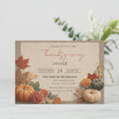 Bewerkbare Rustieke Herfst Thanksgiving Diner Uitn Kaart (Staand voorkant)