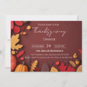 Bewerkbare Rustieke Herfst Thanksgiving Dinner Uit Kaart (Voorkant)