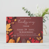 Bewerkbare Rustieke Herfst Thanksgiving Dinner Uit Kaart (Staand voorkant)