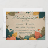 Bewerkbare Rustieke Herfst Thanksgiving Dinner Uit Kaart (Voorkant)