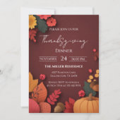 Bewerkbare Rustieke Herfst Thanksgiving Dinner Uit Kaart (Voorkant)