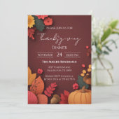 Bewerkbare Rustieke Herfst Thanksgiving Dinner Uit Kaart (Staand voorkant)