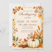 Bewerkbare Rustieke Herfst Thanksgiving Dinner Uit Kaart (Voorkant)