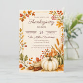 Bewerkbare Rustieke Herfst Thanksgiving Dinner Uit Kaart (Staand voorkant)
