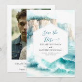 Bewerkbare rustieke nautische bruiloft save the date (Voorkant / Achterkant)