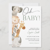 Bewerkbare Safari Baby shower Invitation Kaart (Voorkant)