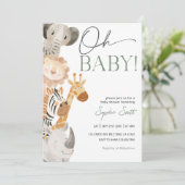 Bewerkbare Safari Baby shower Invitation Kaart (Staand voorkant)