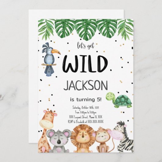 Bewerkbare Safari Uitnodiging (Voorkant / Achterkant)