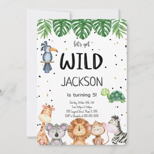 Bewerkbare Safari Uitnodiging (Voorkant)