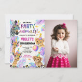 Bewerkbare Safari Verjaardag Uitnodiging met foto (Voorkant)