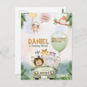 Bewerkbare Safari Verjaardagsuitnodiging Briefkaart (Voorkant / Achterkant)