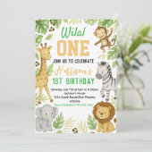 Bewerkbare Safari verjaardagsuitnodiging Kaart (Staand voorkant)