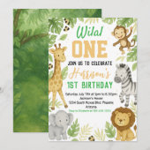 Bewerkbare Safari verjaardagsuitnodiging Kaart (Voorkant / Achterkant)