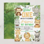 Bewerkbare Safari verjaardagsuitnodiging Kaart (Voorkant / Achterkant)