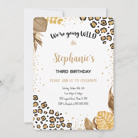 Bewerkbare Safari verjaardagsuitnodiging Kaart (Voorkant)