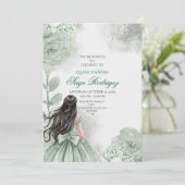 Bewerkbare Sage Green Quinceañera uitnodiging (Staand voorkant)