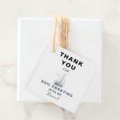 Bewerkbare Sailboat Square Favor/Thank You Label (In situ)