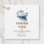 Bewerkbare Sailboat Square Favor/Thank You Label - (Voorkant)