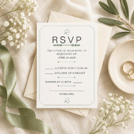 Bewerkbare Saliegroen Minimalistische RSVP-kaart RSVP Kaartje