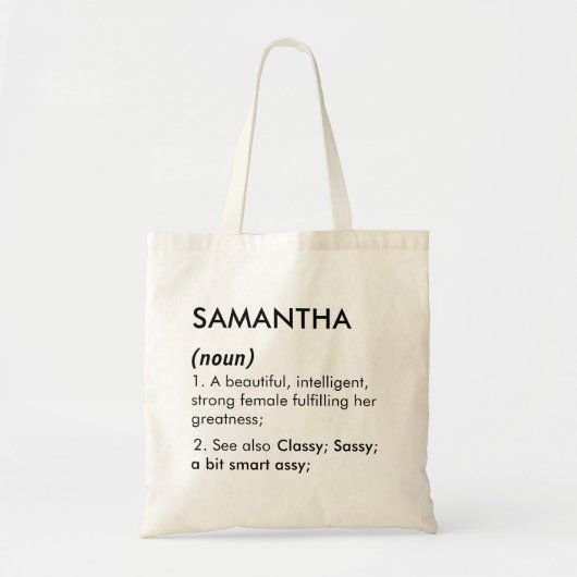 Bewerkbare Samanta naam definitie, aangepaste naam Tote Bag (Voorkant)