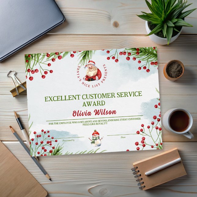 Bewerkbare Santa Christmas Awards voor Medewerker (Editable Santa Christmas Awards for Employee)