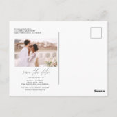Bewerkbare Save the Date Foto Minimalistisch Eenvo Briefkaart (Achterkant)
