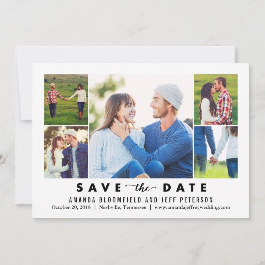 Bewerkbare Save The Date Kaart met Kleurrijke Coll (Voorkant)