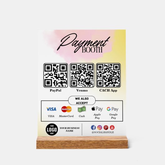 Bewerkbare Scan to Pay Sign - QR Code Sjabloon Acryl Bord (Voorkant)