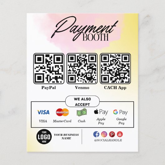 Bewerkbare Scan to Pay Sign - QR Code Sjabloon Flyer (Voorkant)