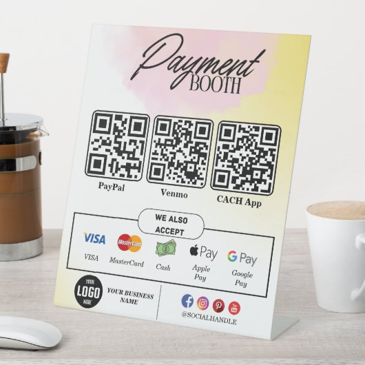 Bewerkbare Scan to Pay Sign - QR Code Sjabloon Reclamebord Met Voetstuk (Insitu)
